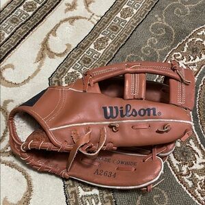 Wilson Tan Leather Baseball Glove with Black Logo